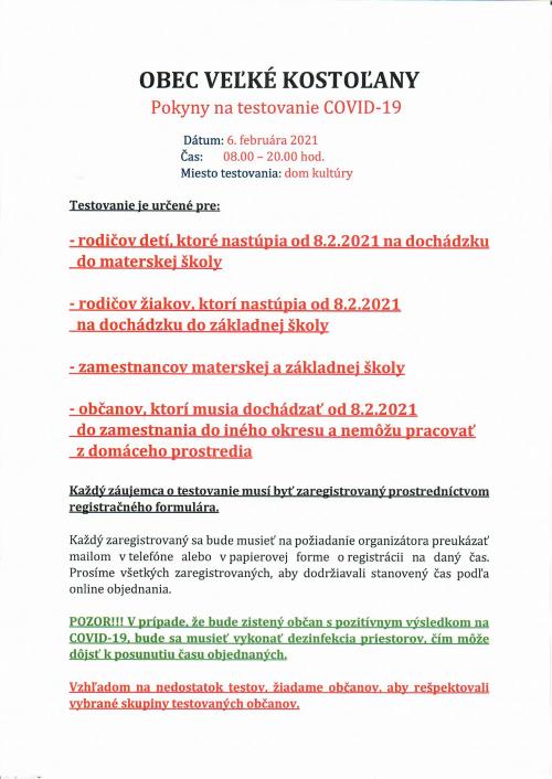 Pokyny na testovanie 