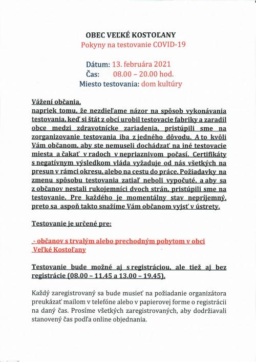 Pokyny na testovanie bez registrácie